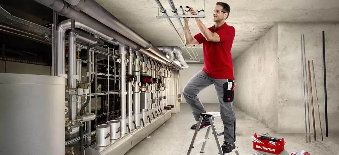 Fischer anchoring and fixing systems being installed on site