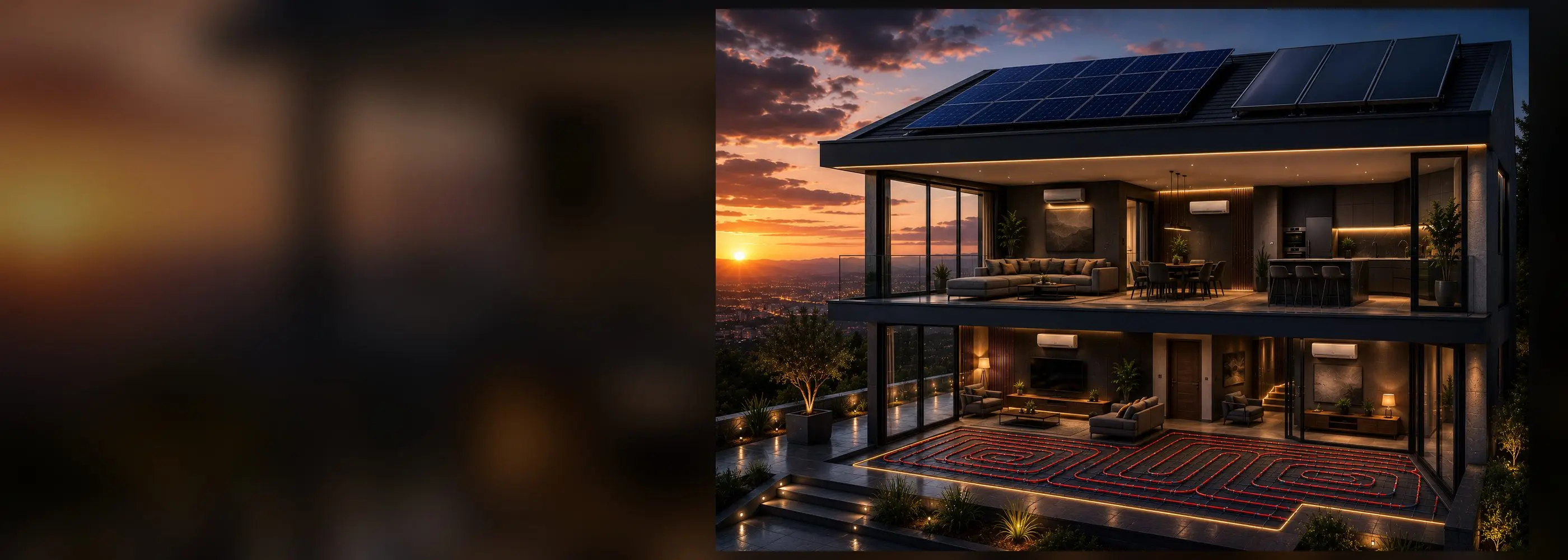 A modern building fitted with Germania systems: rooftop solar, HVAC and underfloor heating